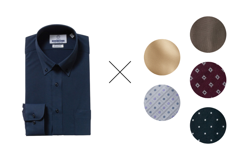 濃い青色シャツに合うネクタイ